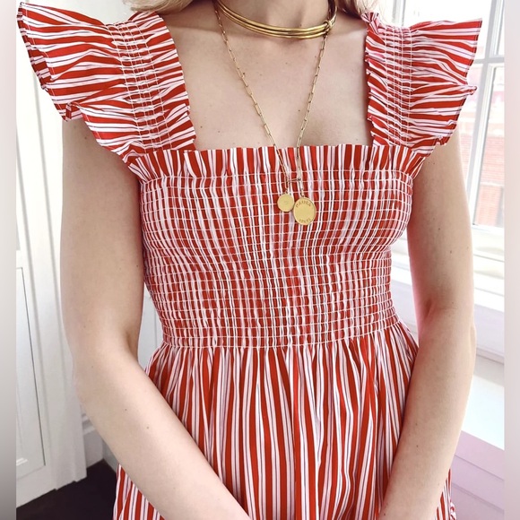 Hill House Home The Ellie Nap Dress Red Stripe Size Medium - Picture 3 of 15